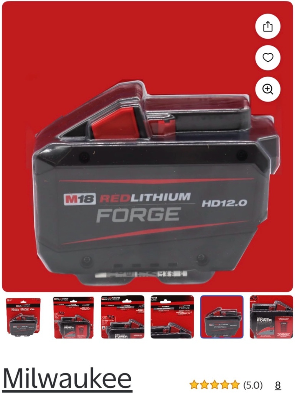 Milwaukee M18 REDLITHIUM FORGE HD12.0 Battery Pack - Black/Red
